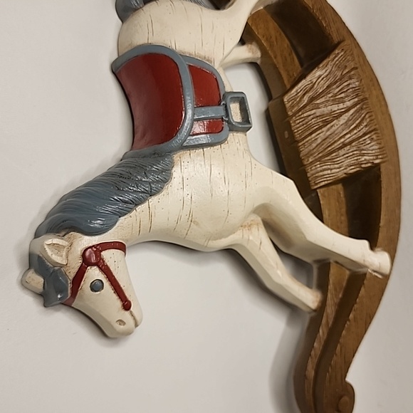 Vintage Burwood Rocking Horse Wall Decor USA 1980s 10" x 13" Nursery Plaque - Picture 2 of 10